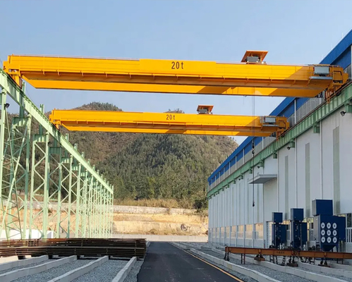 50Ton الطراز الأوروبي الأصفر العارضة المزدوجة EOT كرين مع ABB المحرك في ورشة العمل