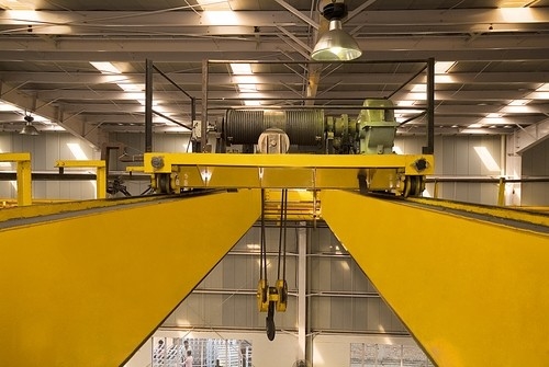 50Ton الطراز الأوروبي الأصفر العارضة المزدوجة EOT كرين مع ABB المحرك في ورشة العمل